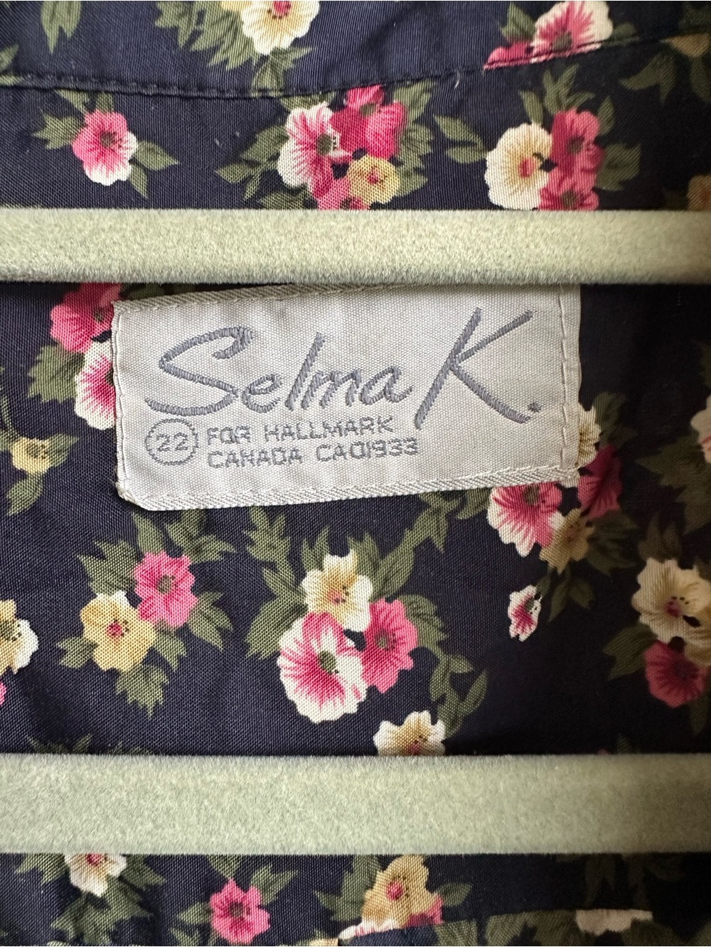Hallmark Navy Short-Sleeve Button Front Shirt with Pink Floral Print - Picture 2 of 3